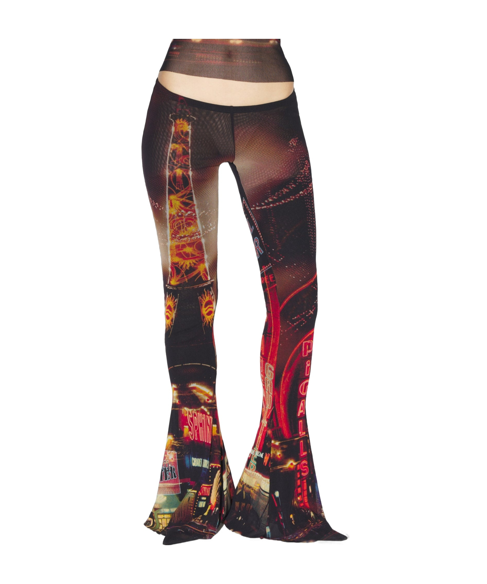 Jean Paul Gaultier Red Pigalle Mid-rise Flared Trousers In Black