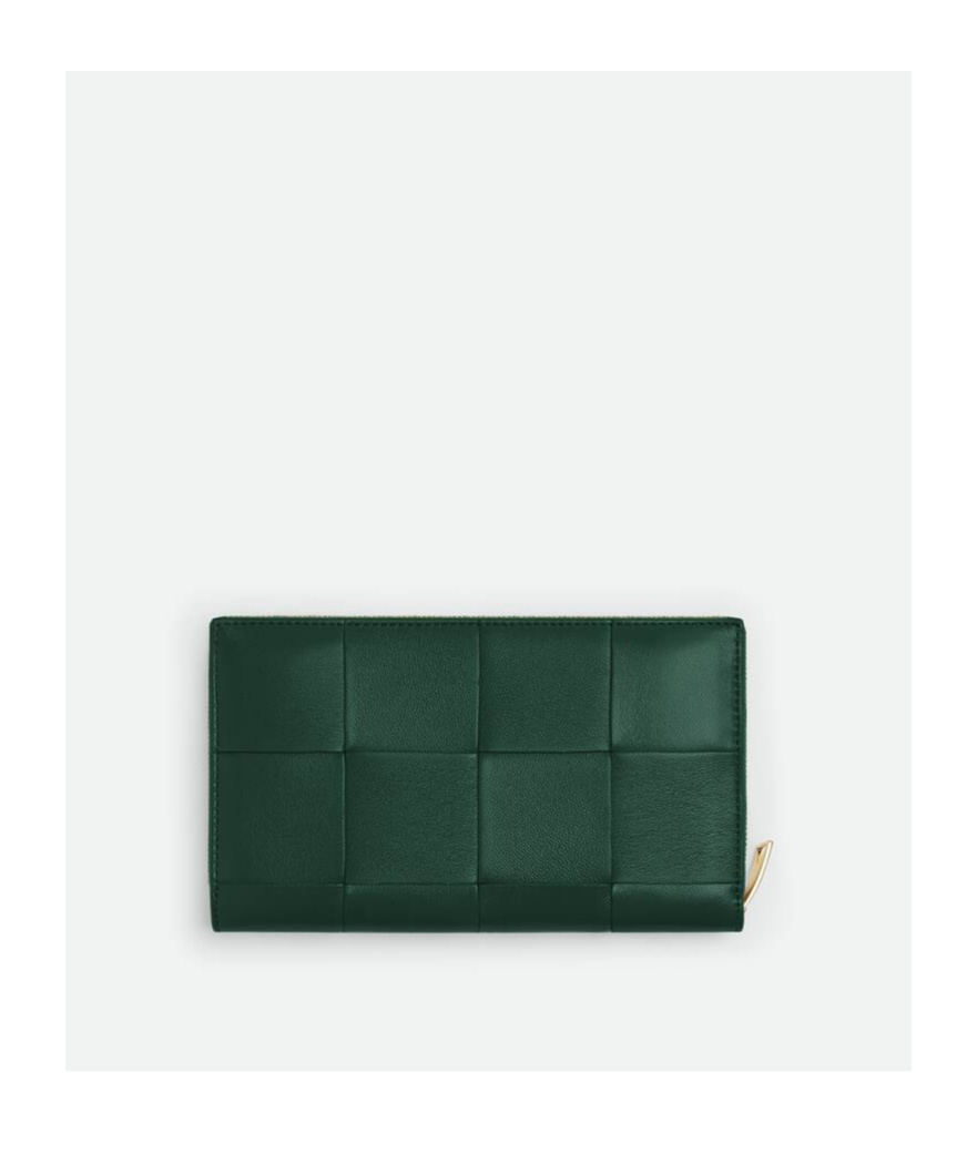 Bottega Veneta Cassette Zip Around Wallet In Emerald Green
