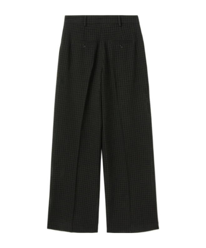 La Doublej Grid-pattern Cotton Trousers In Black
