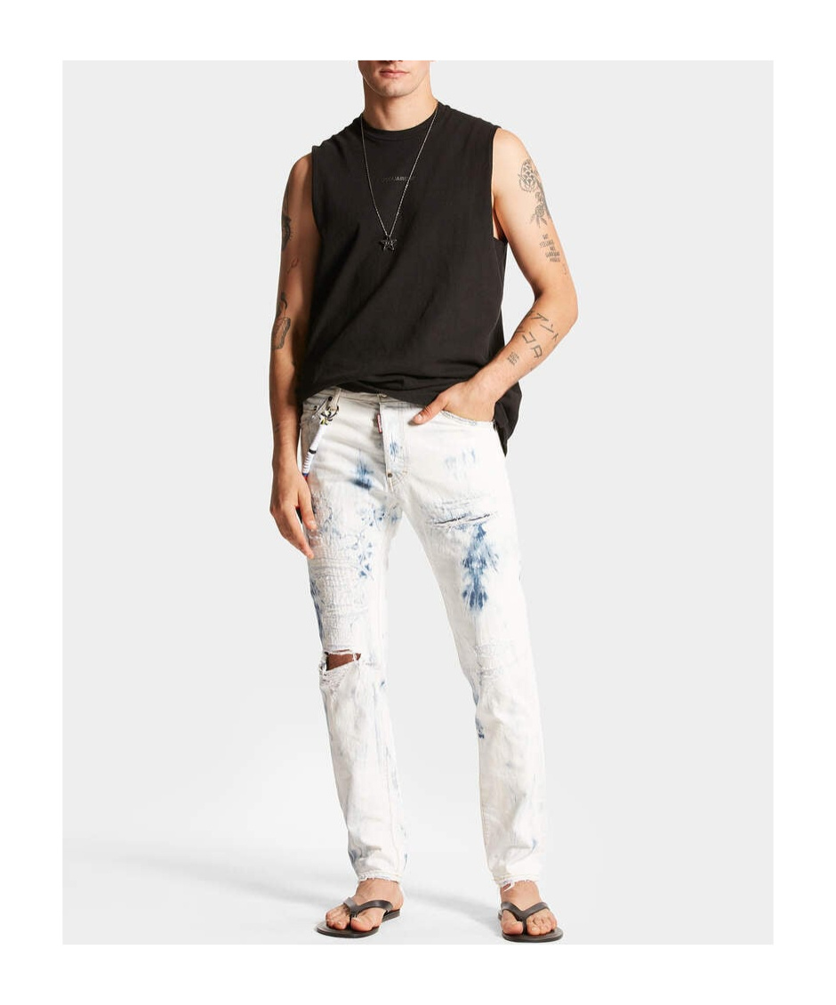 Dsquared2 Distressed Straight-leg Jeans In White