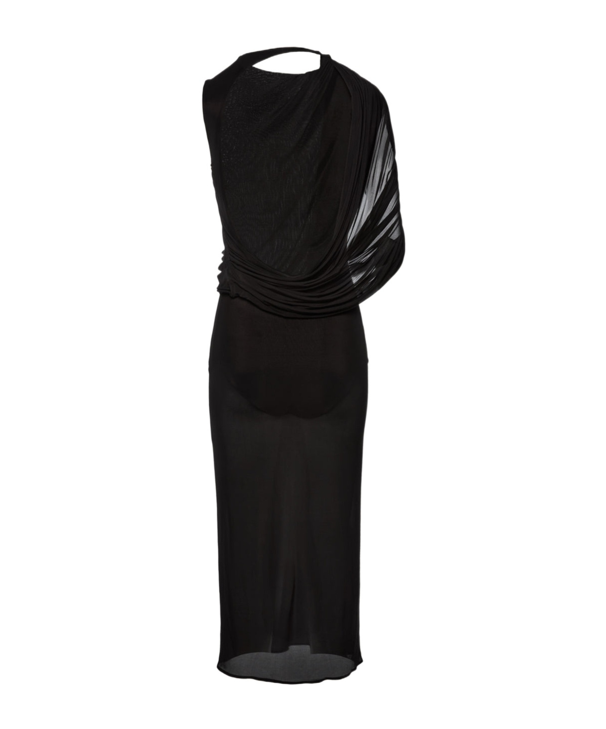 Magda Butrym Asymmetrical Draped Midi Dress In Black