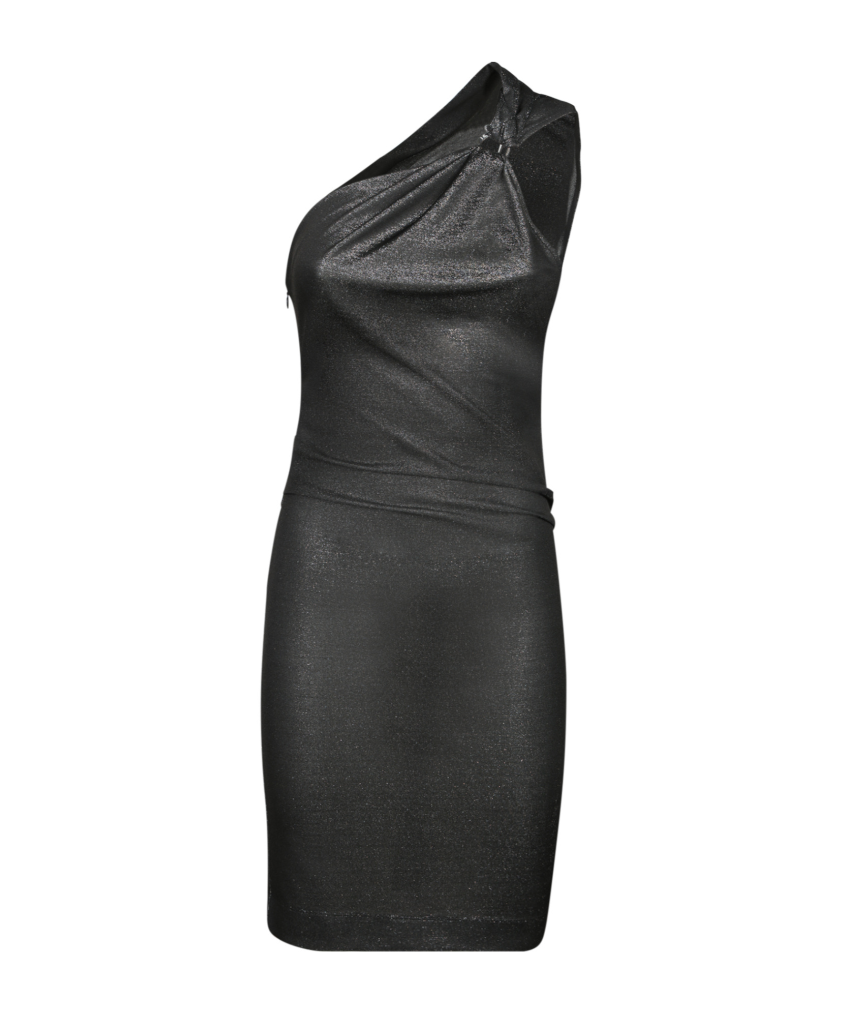 Moschino Jeans One Shoulder Asymmetric Mini Dress In Black