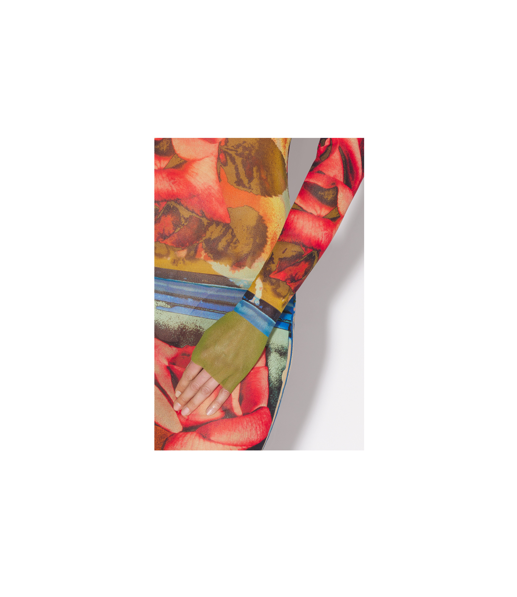 Shop Jean Paul Gaultier Rose-print Mesh Midi Dress In Multicolor