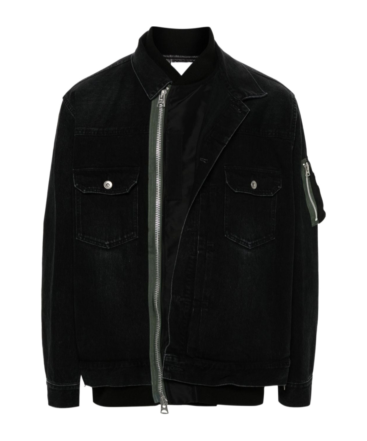 Sacai Contrast-panel Jacket In Black