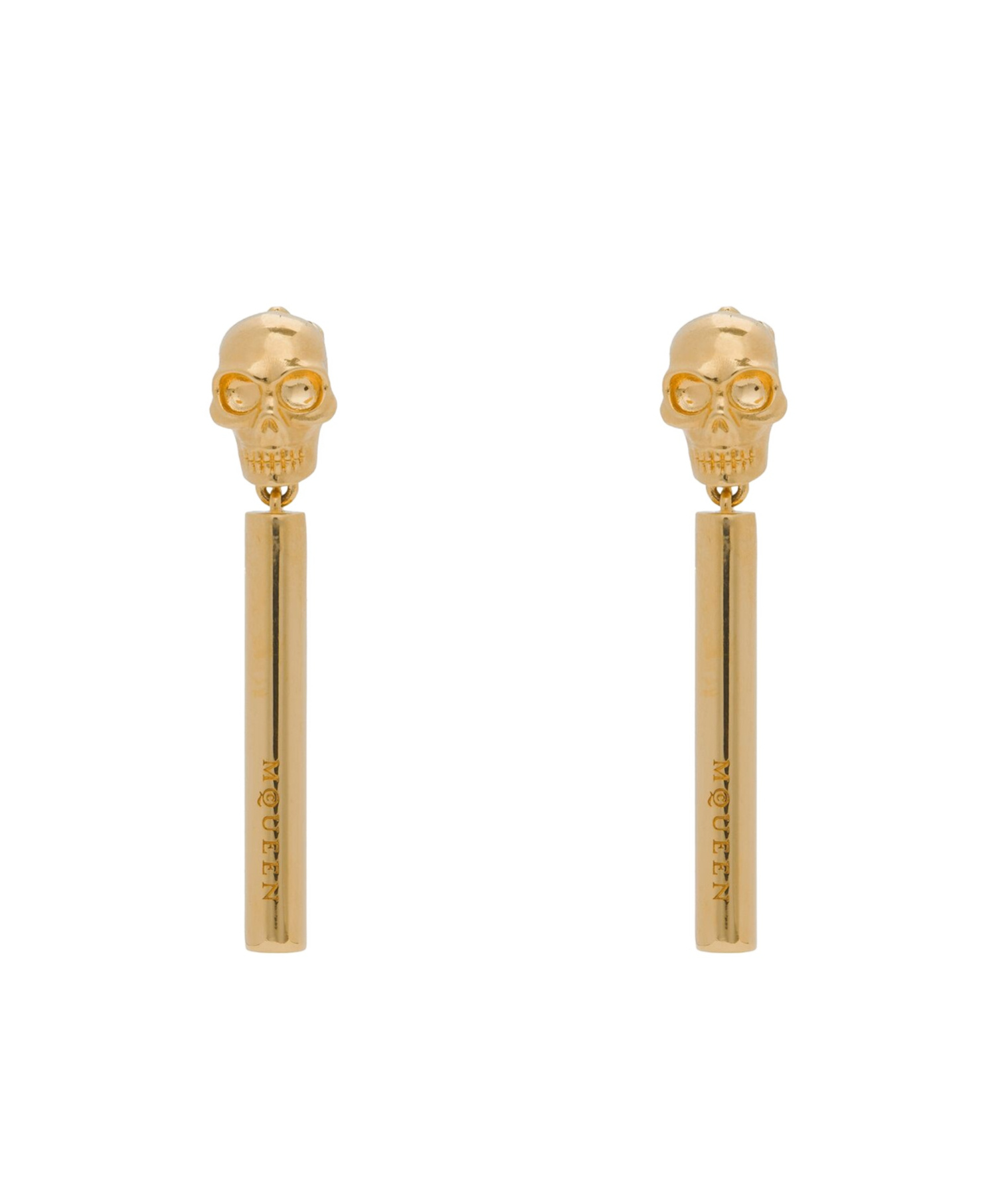 Alexander Mcqueen Skull Liner Drop Earrings In Yellow