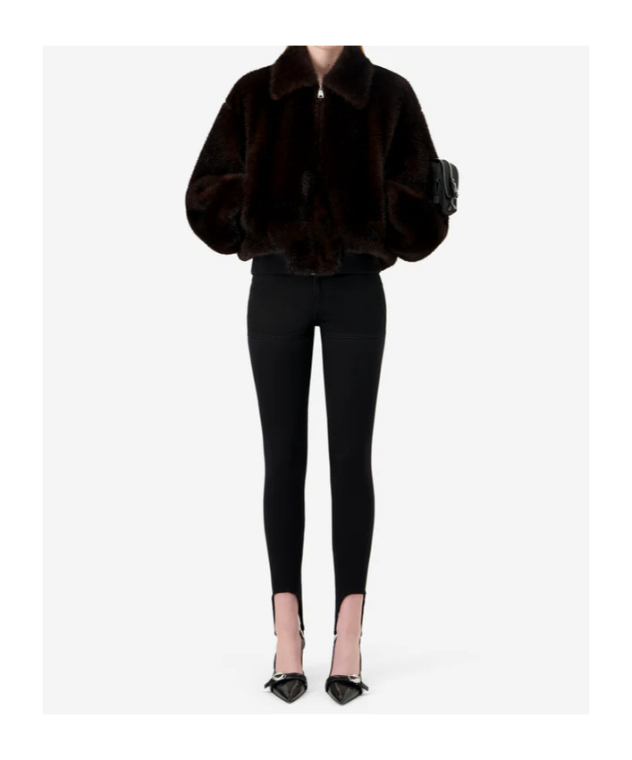 Coperni High-collar Brown Synthetic Fur Bomber Jacket In Brown