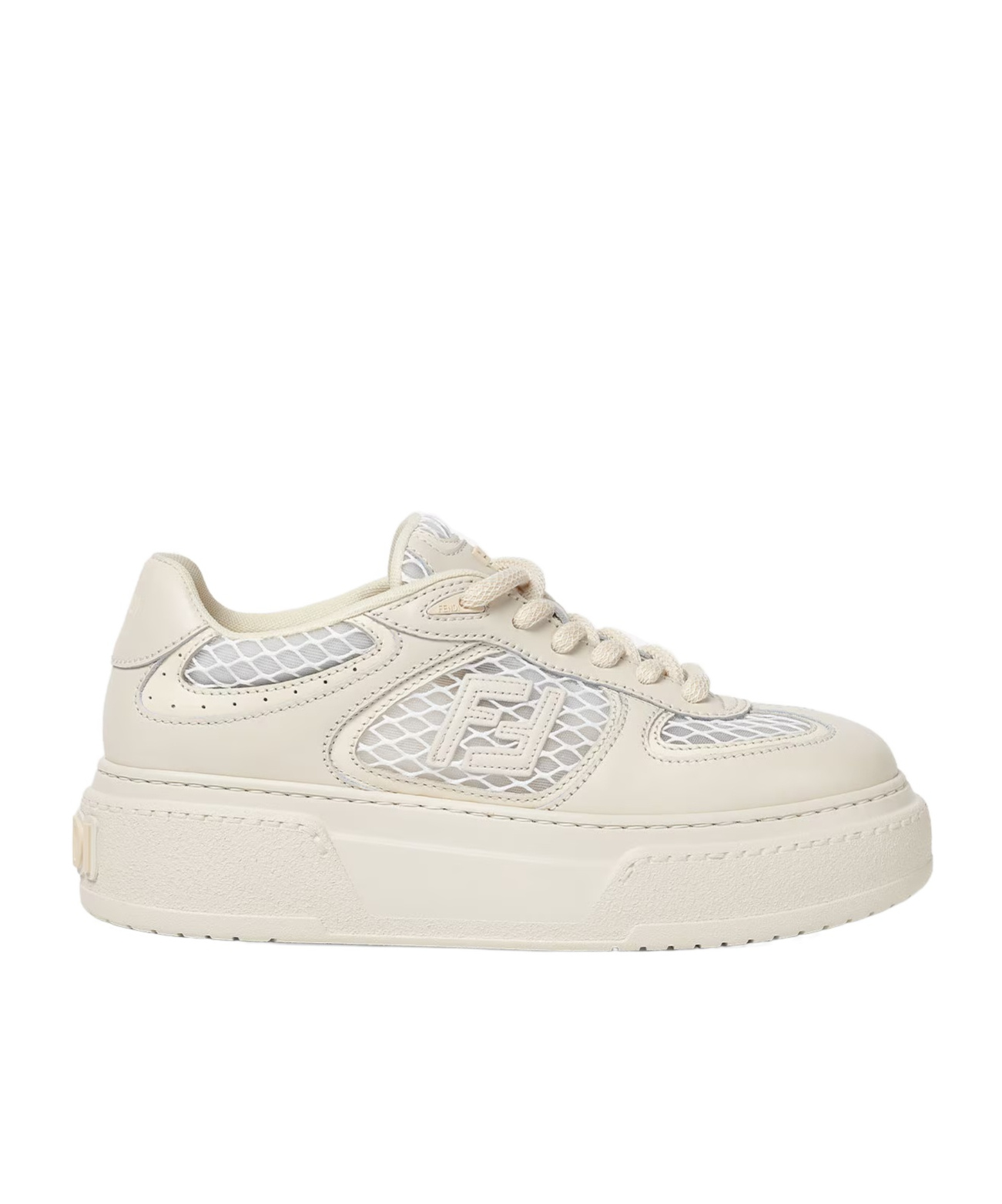Fendi White Leather And Mesh Platform Low-tops