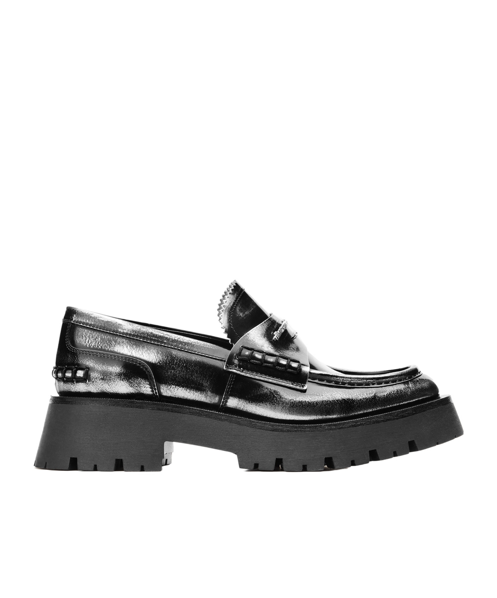Alexander Wang Leather Loafers With Chunky Sole And Stitching In Black