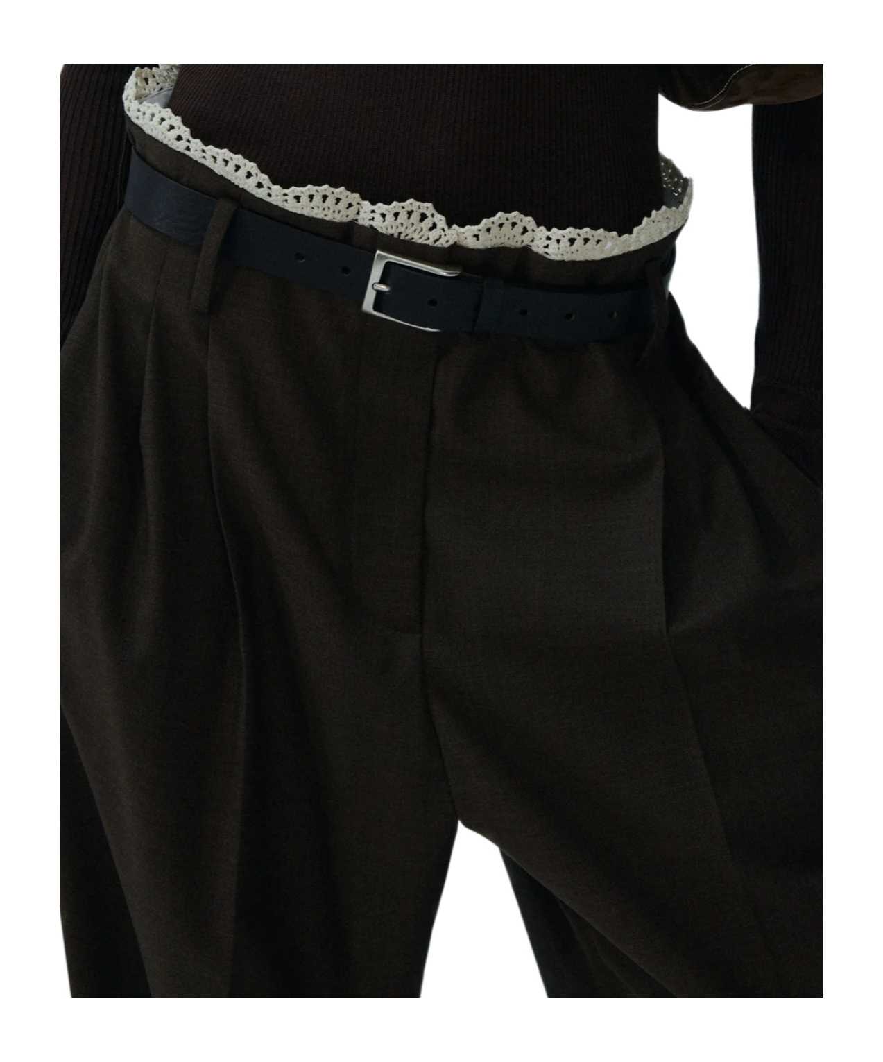 Magda Butrym Lace-detail Tapered Trousers In Brown