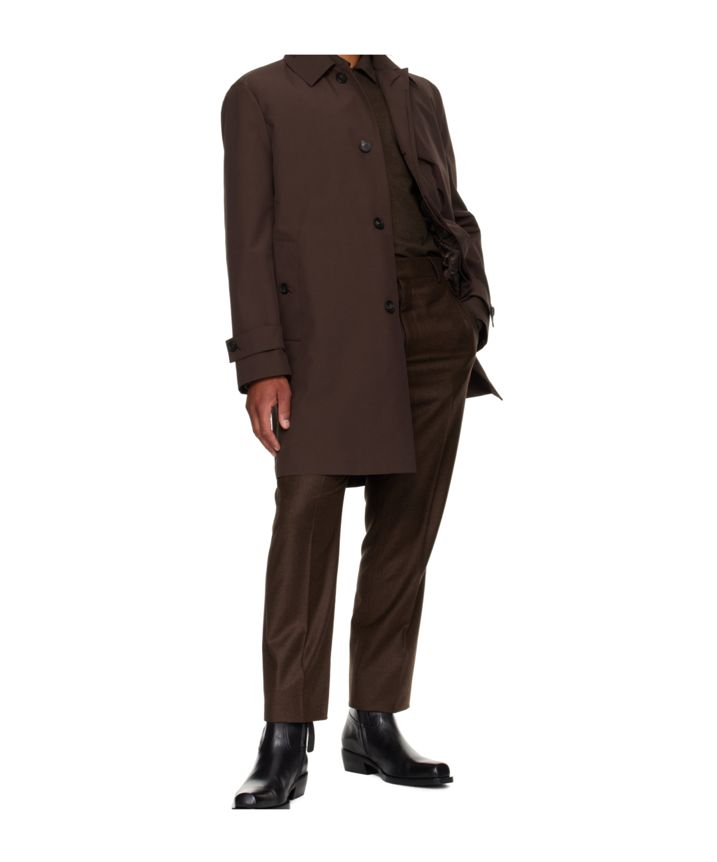 Ferragamo Long Sleeve Windbreaker In Brown