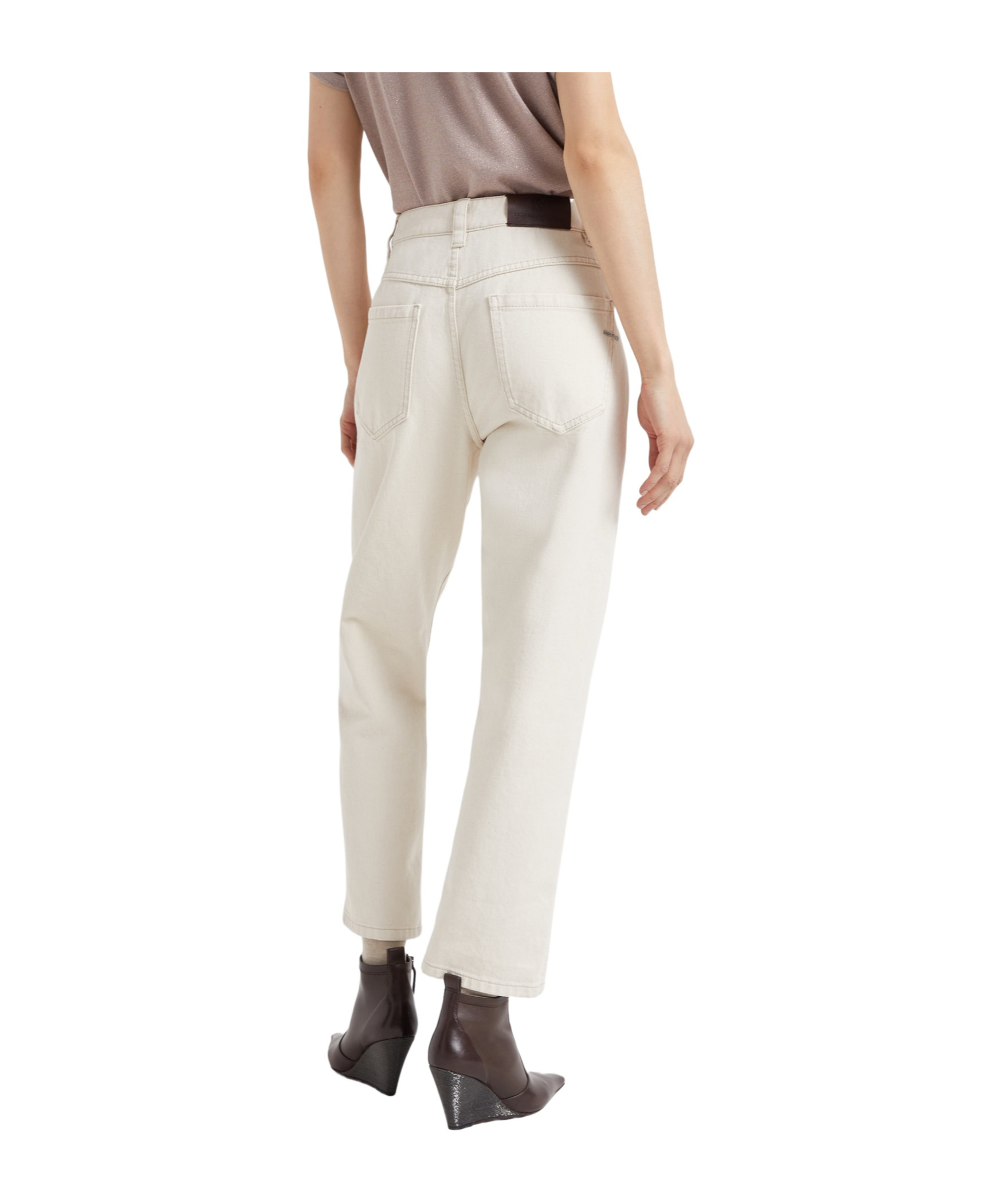 Brunello Cucinelli Logo Patch Cropped Jeans In White