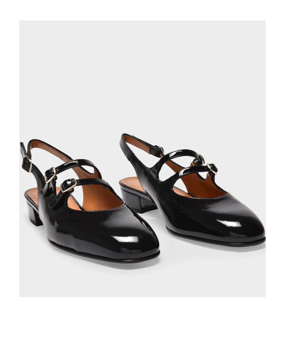 Shop Carel Paris Round-headed Flat Sandals In Black
