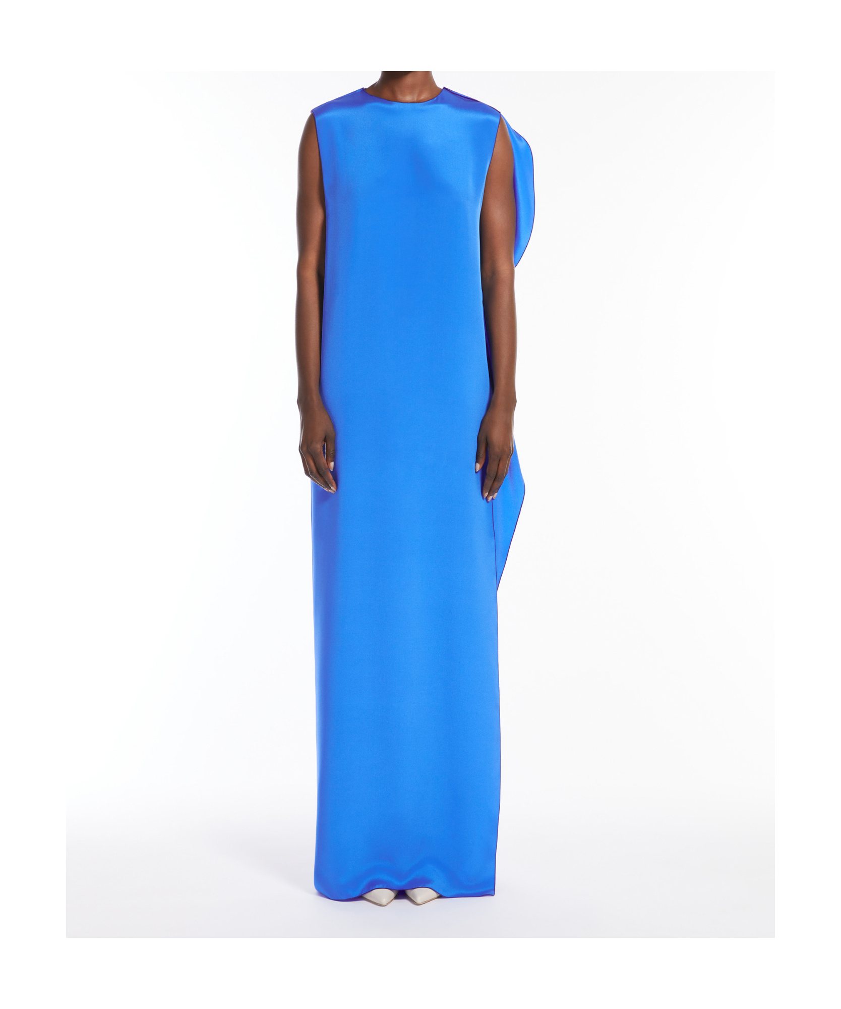 Max Mara Pianoforte Light Blue Flowy Silk Dress Women In Blue