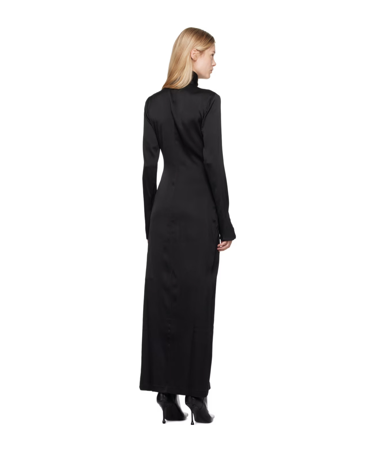 Blumarine Hanging Collar Long-sleeved Dress In Black