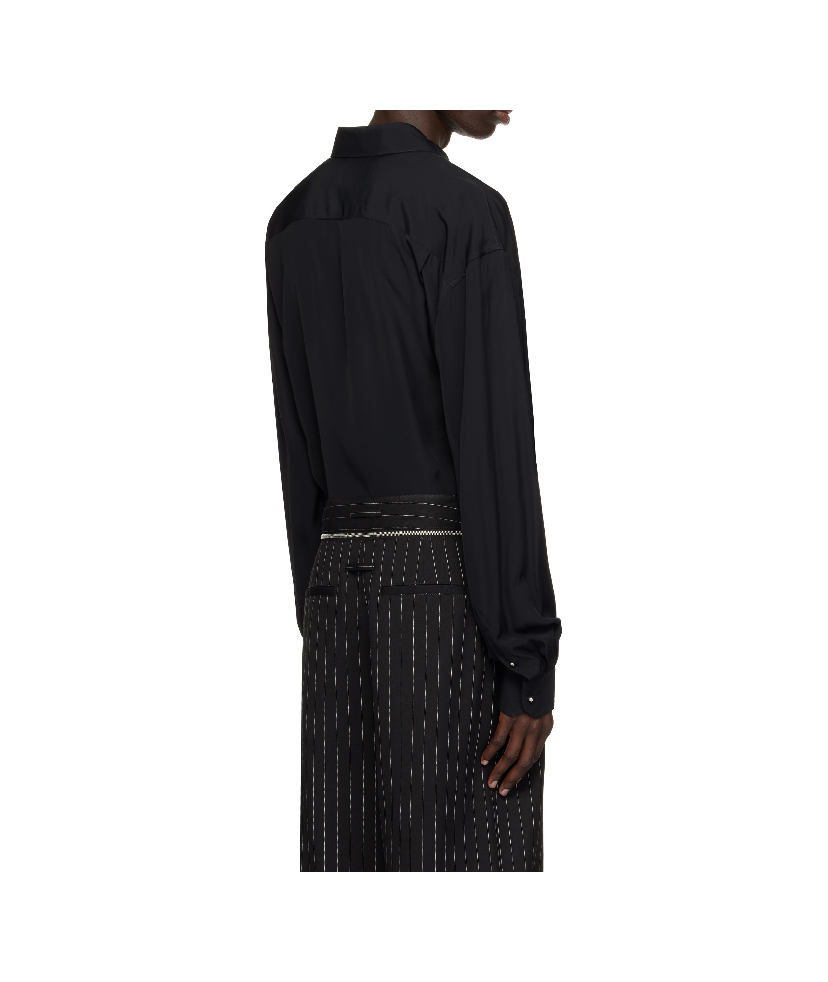 Mugler Button-up Long Sleeve Shirt In Black