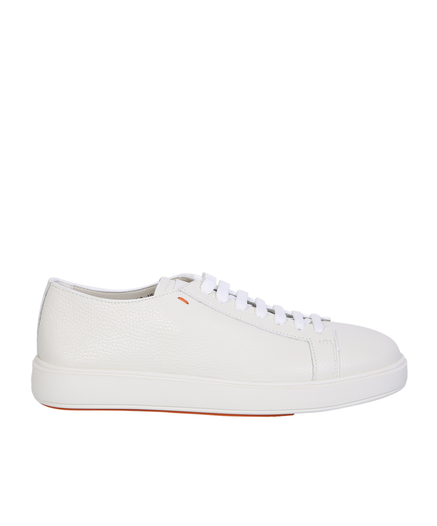 Santoni Classic Grainy Leather Sneakers In White