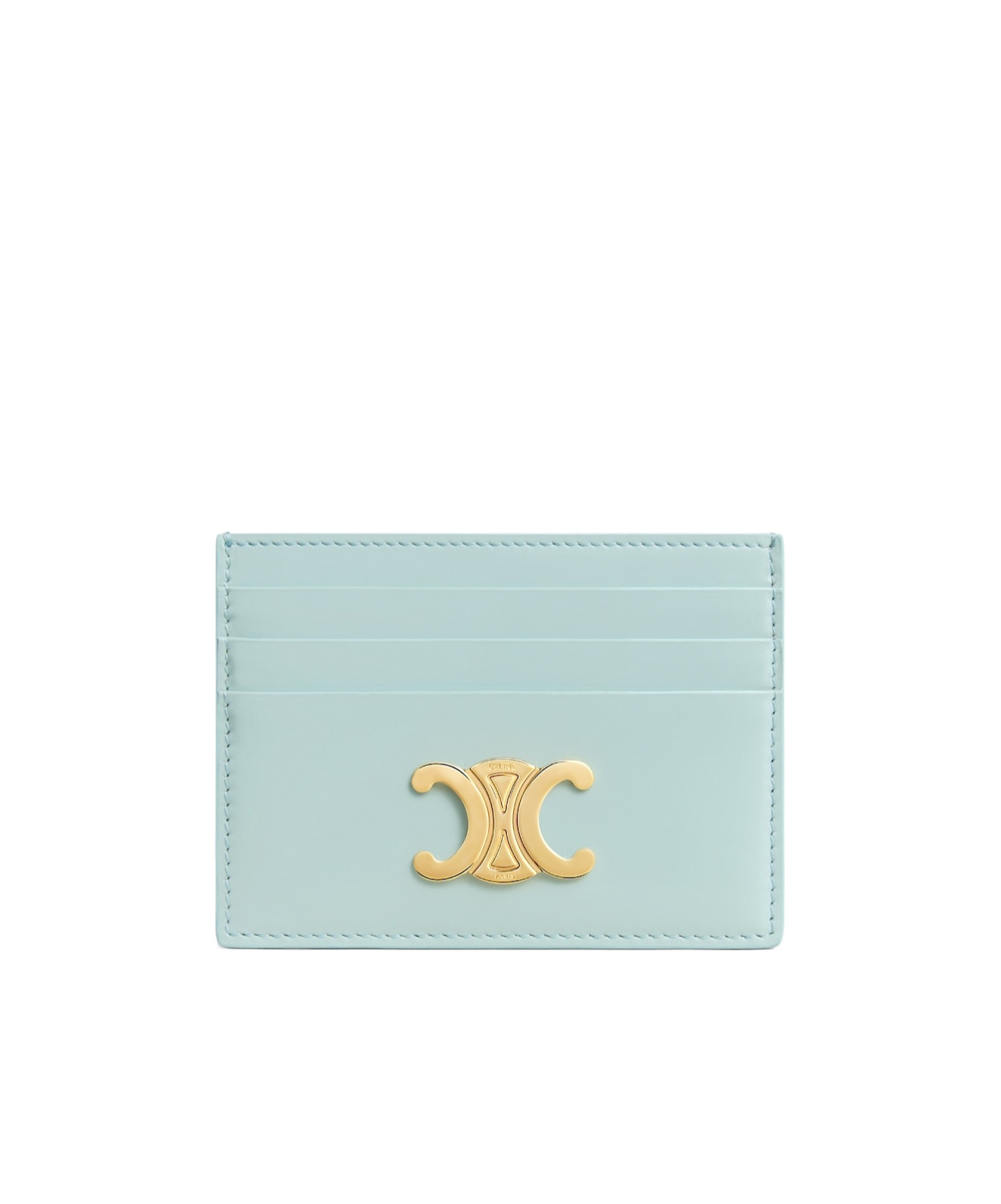 Celine Card Holder Triomphe In Shiny Calfskin In Blue