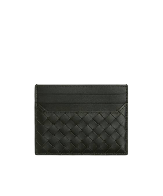 Bottega Veneta Intrecciato Leather Open Top Cardholder In Black