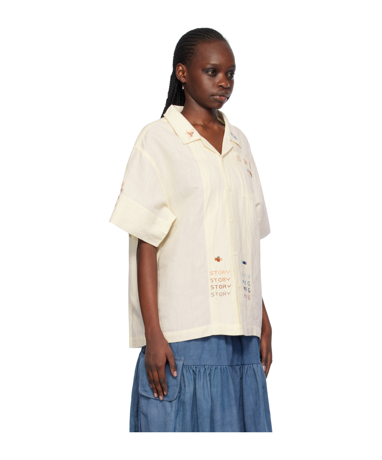 Story Mfg. Greetings Button Shirt In White