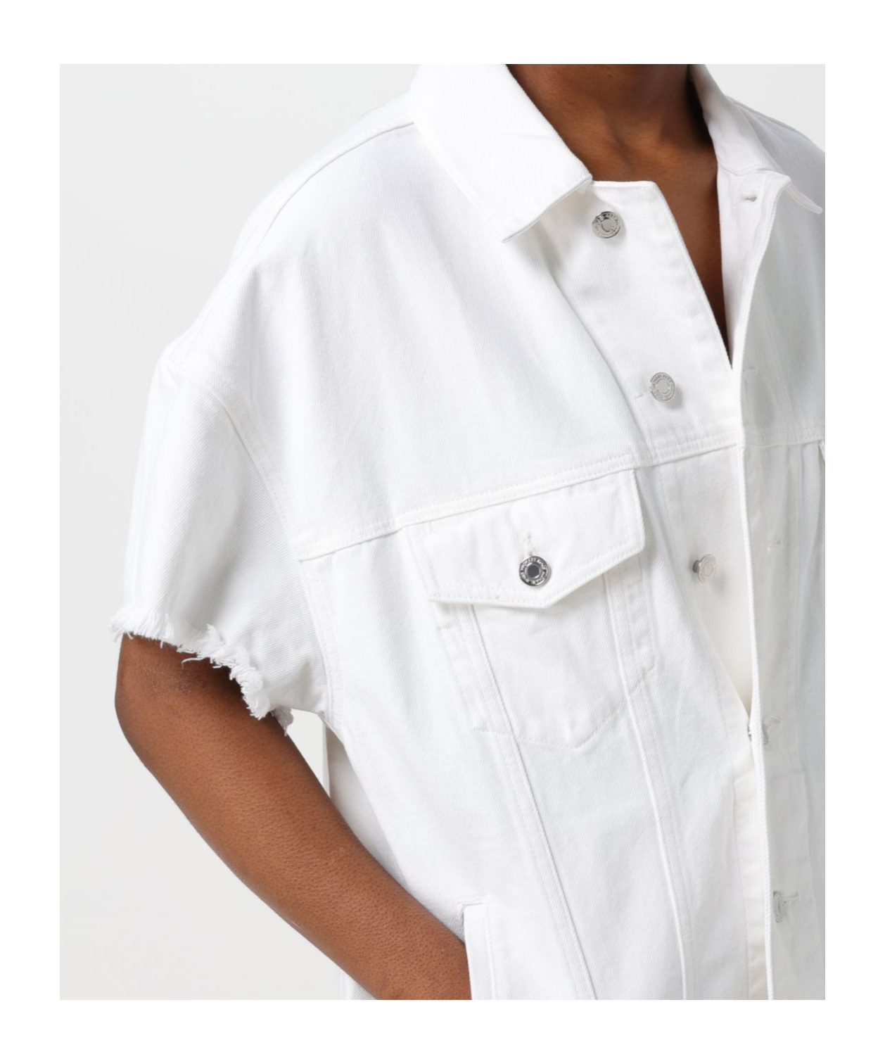 Shop Michael Kors Frayed-brim Denim Jacket In White