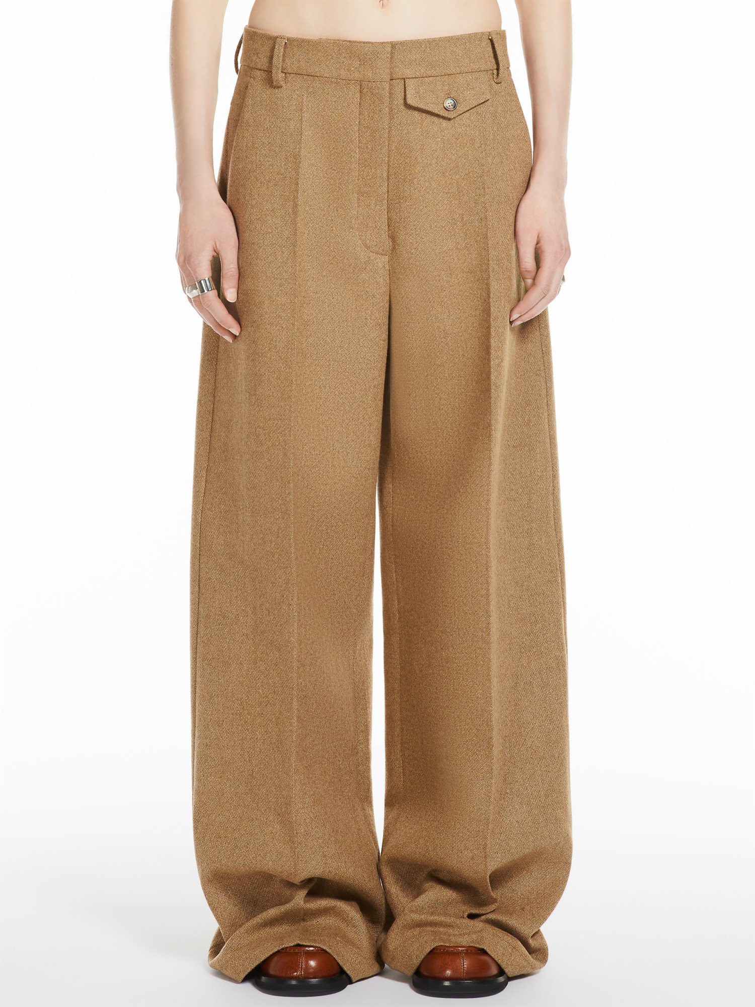 Sportmax Wool Belt-loop Casual Pants In Brown