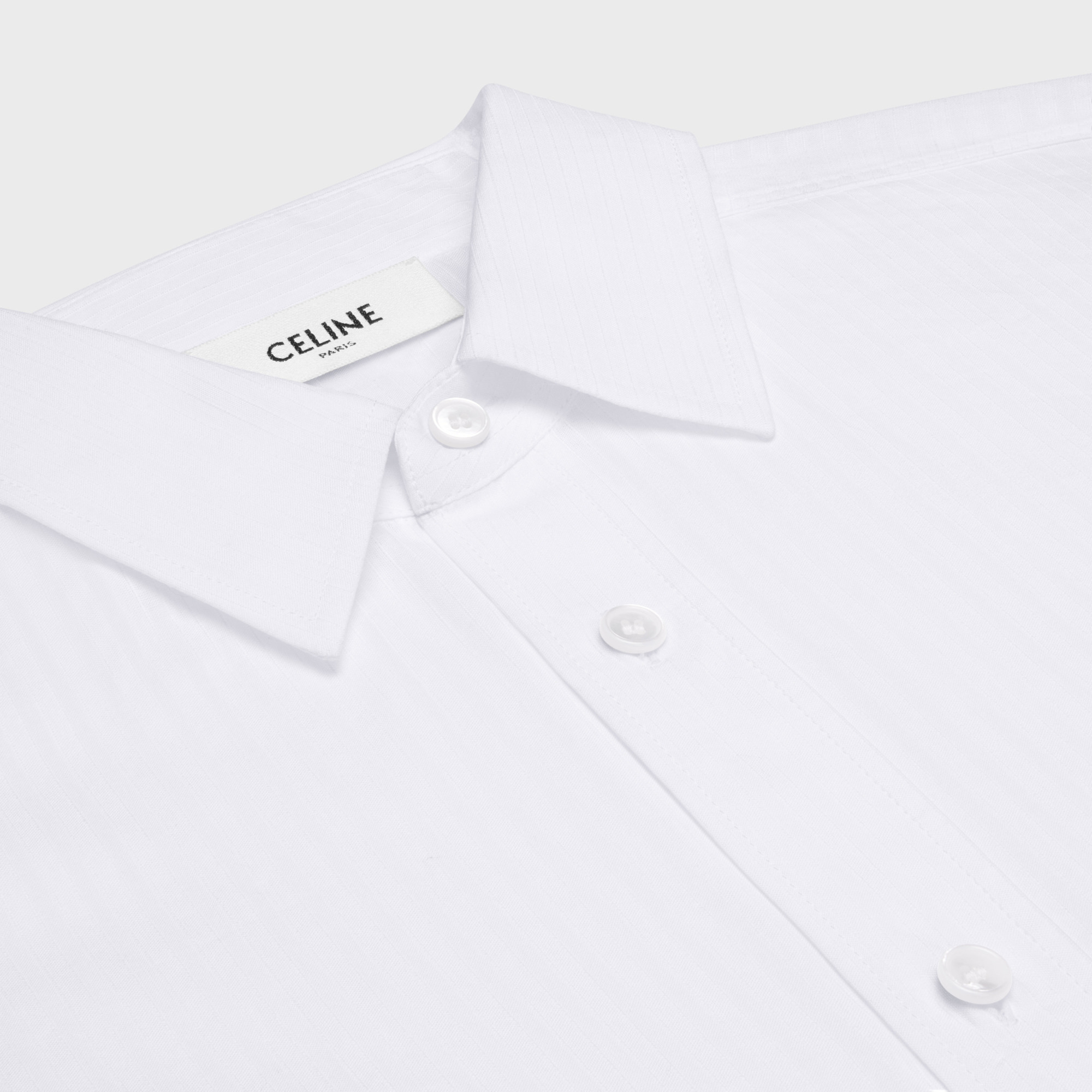 Celine Striped Short Shirt In White