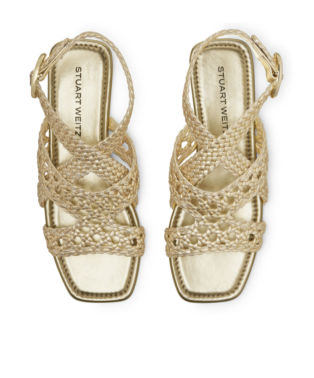 Stuart Weitzman Thea Metallic Braided Slingback Sandals