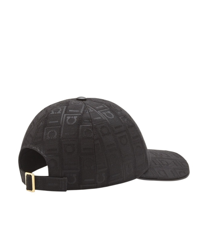 Ferragamo Casquette De Base-ball Avec Gancini Monogram Noir In Black