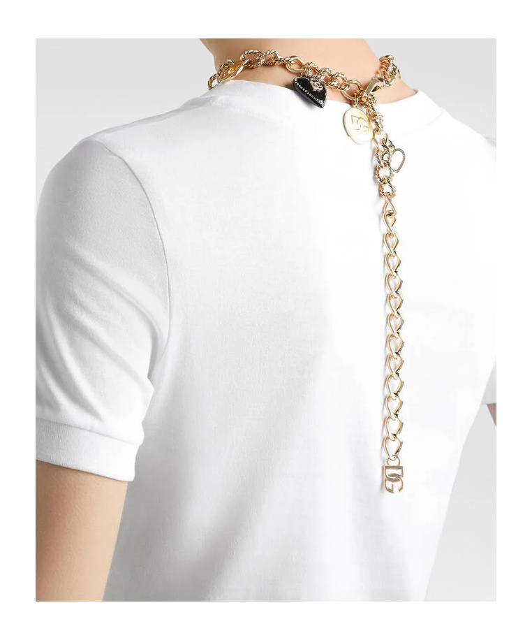 Dolce & Gabbana Embellished Round Neck Short Sleeves Top In White