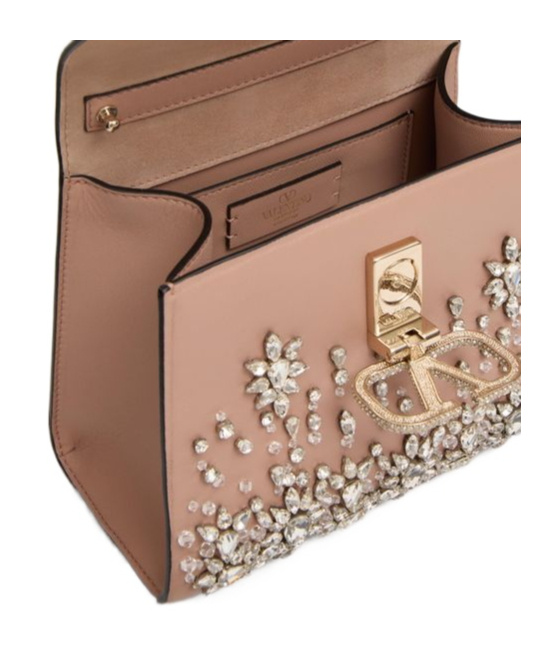 Valentino Vlogo Tote Bag In Crystal/rose