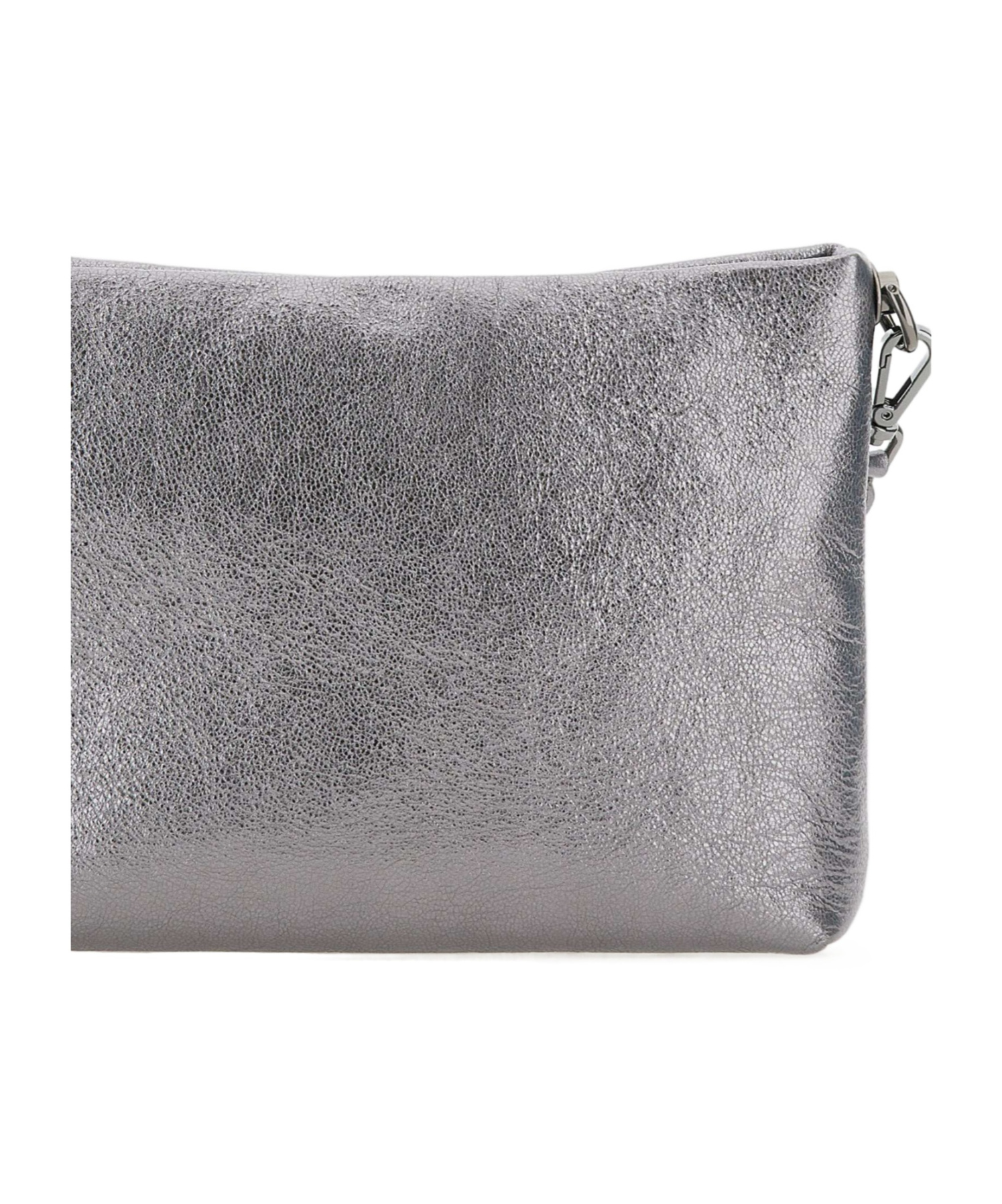 Gianni Chiarini Logo Embossed Zipped Clutch Bag In Gray