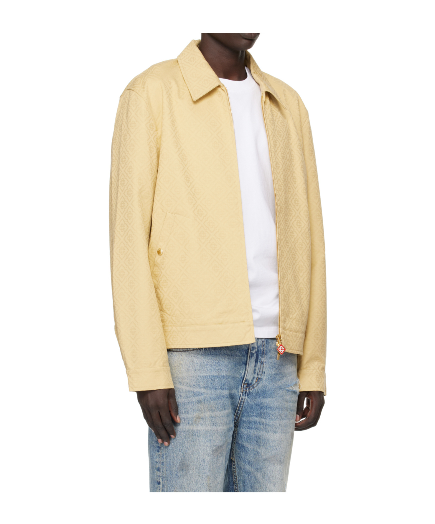 Casablanca Beige Cotton Monogram Jacquard Jacket In Neutral