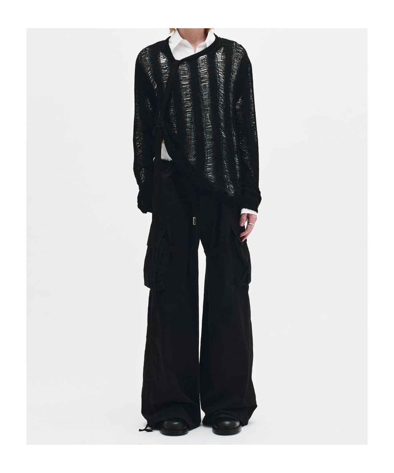 Ann Demeulemeester Balder Trapezoidal Stitch Oversized Sweater In Black