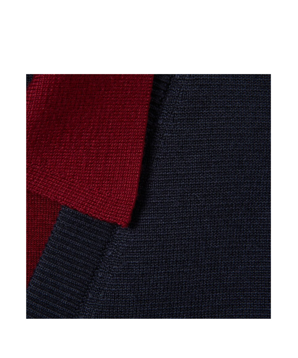 Gucci Wool Silk Polo Top With Vest Overlay In Blue