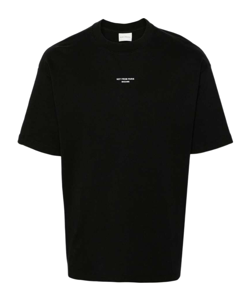 Drôle De Monsieur Black Classic Nfpm T-shirt With Logo Print In Cotton Blend Man In Black