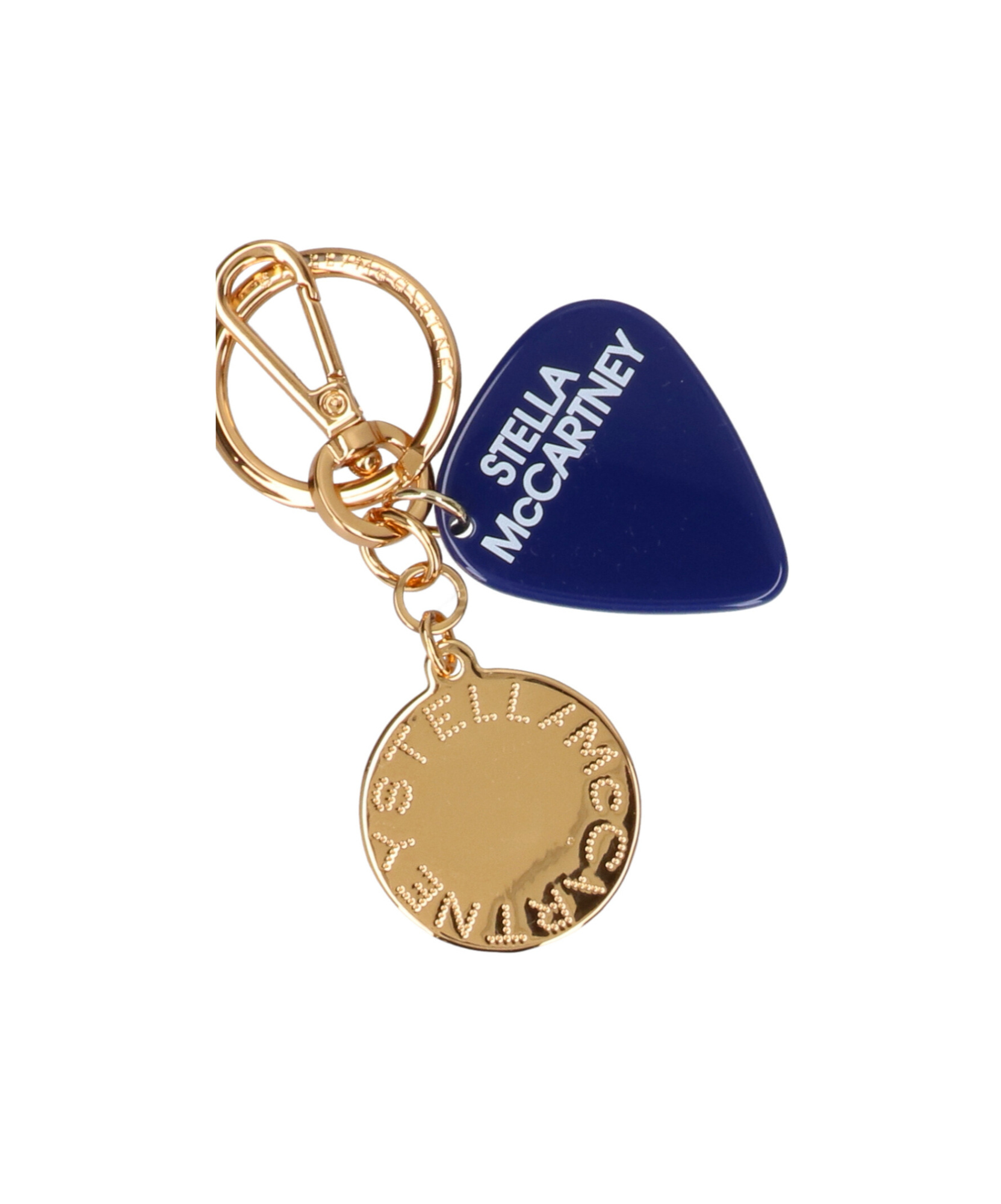 Stella Mccartney Logo Debossed Guitar Pick Bag Charm In Brown