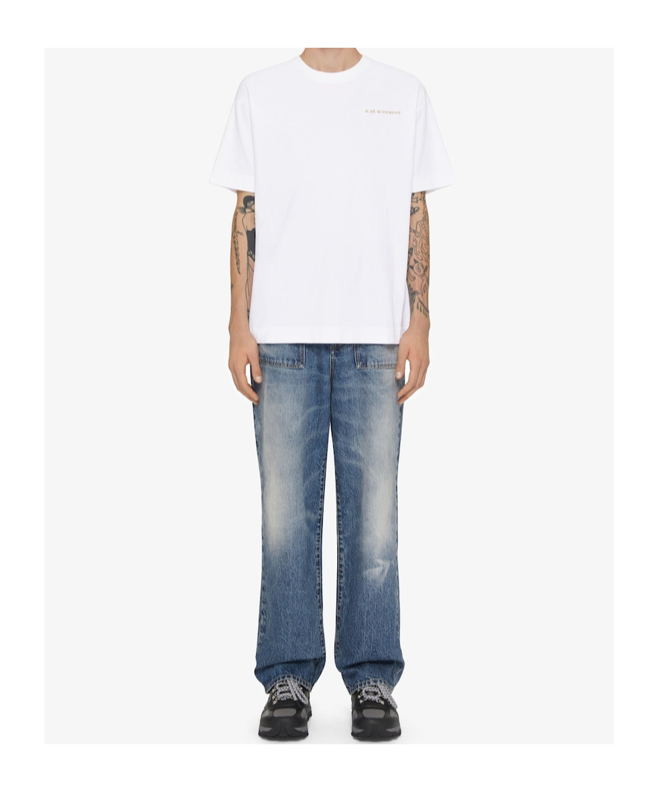Givenchy T-shirt In Cotton With Chandelier Snake Embroideries In White