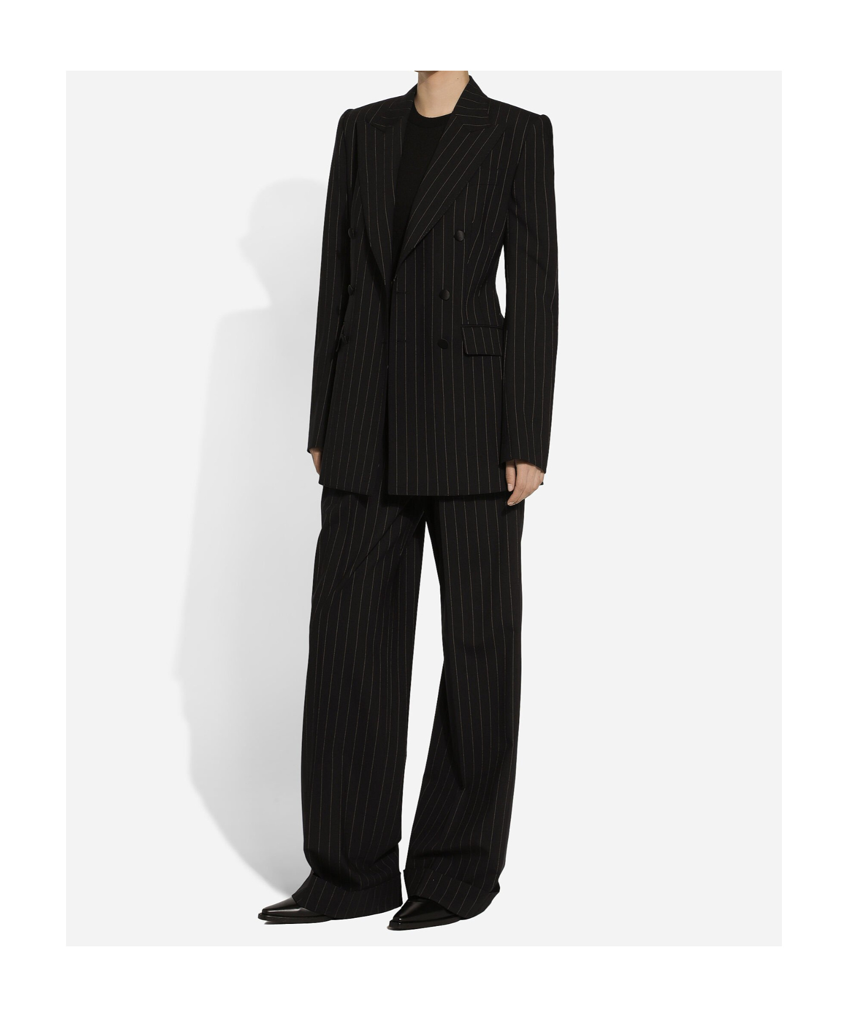 Dolce & Gabbana High Waist Pinstripe Flared Pants In Black