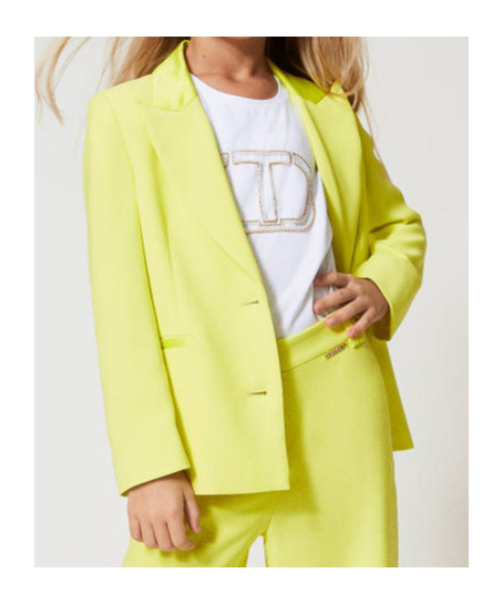 Twinset Crepe And Satin Blazer In Yellow