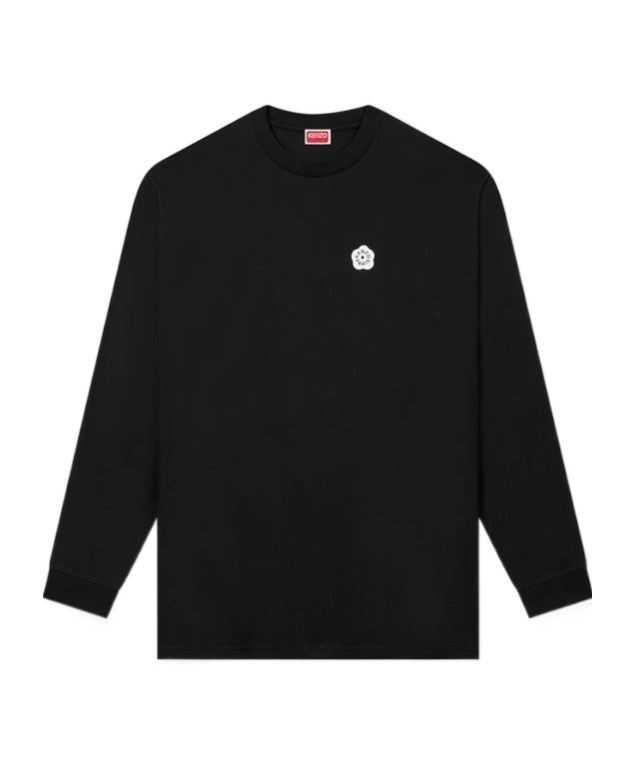 Kenzo Crew Neck Graphic Print Long Sleeves T-shirt In Black