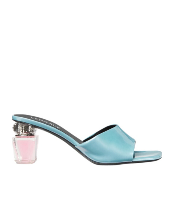 Shop Versace 70mm Satin Mules In Blue
