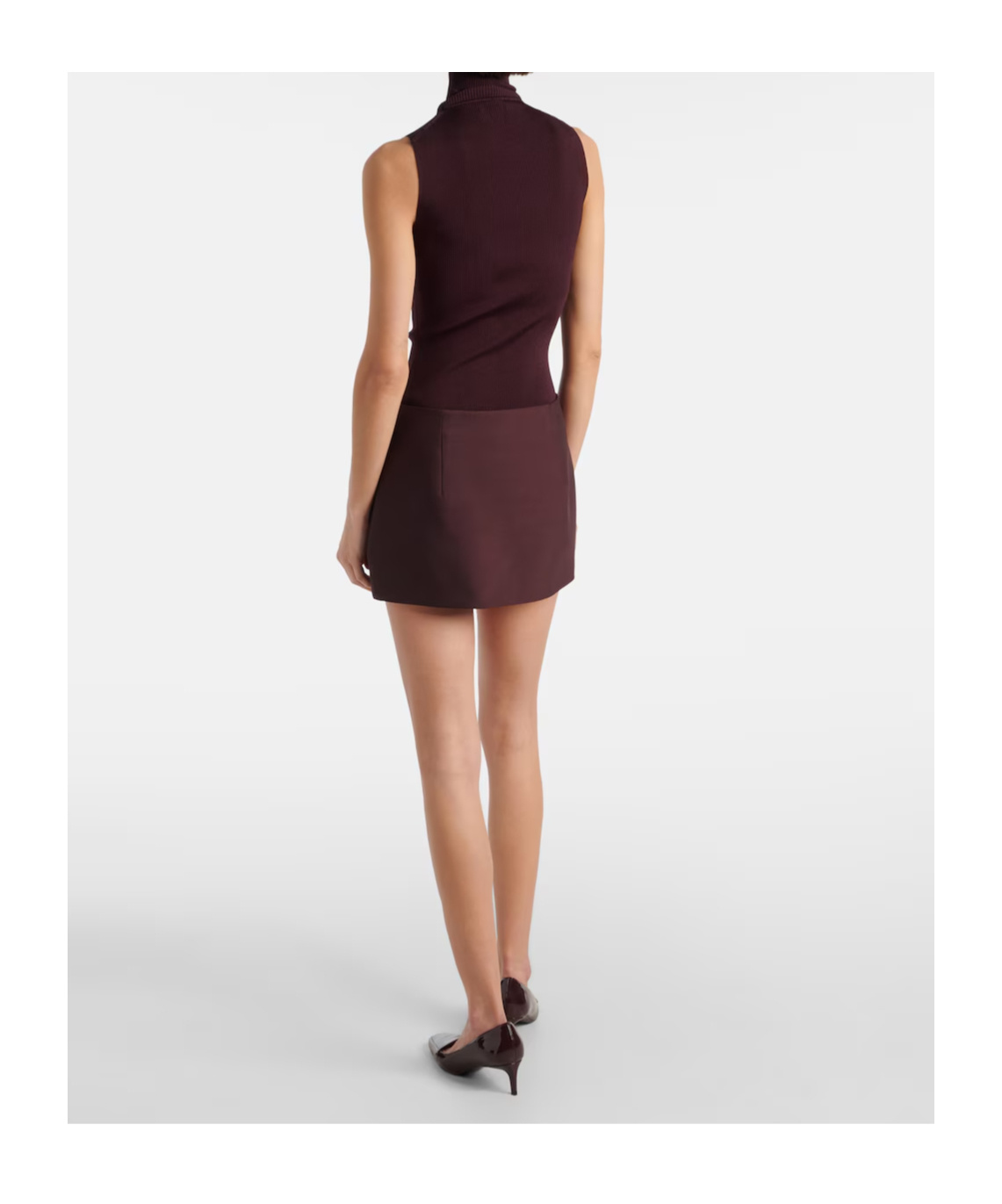 Khaite Jett Wool And Silk Miniskirt In Burgundy