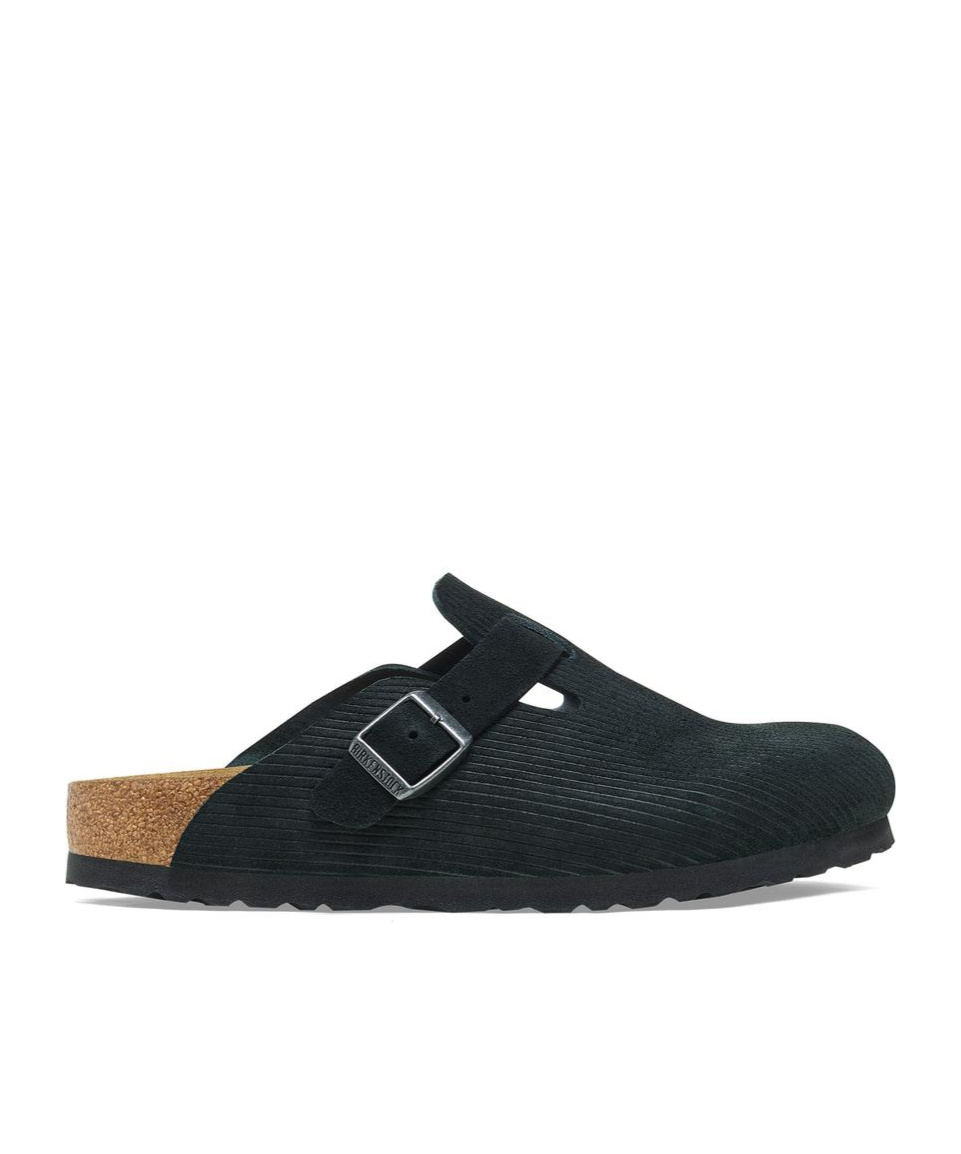 Birkenstock Boston Bs Mens Nubuck Slip On Clogs In Black
