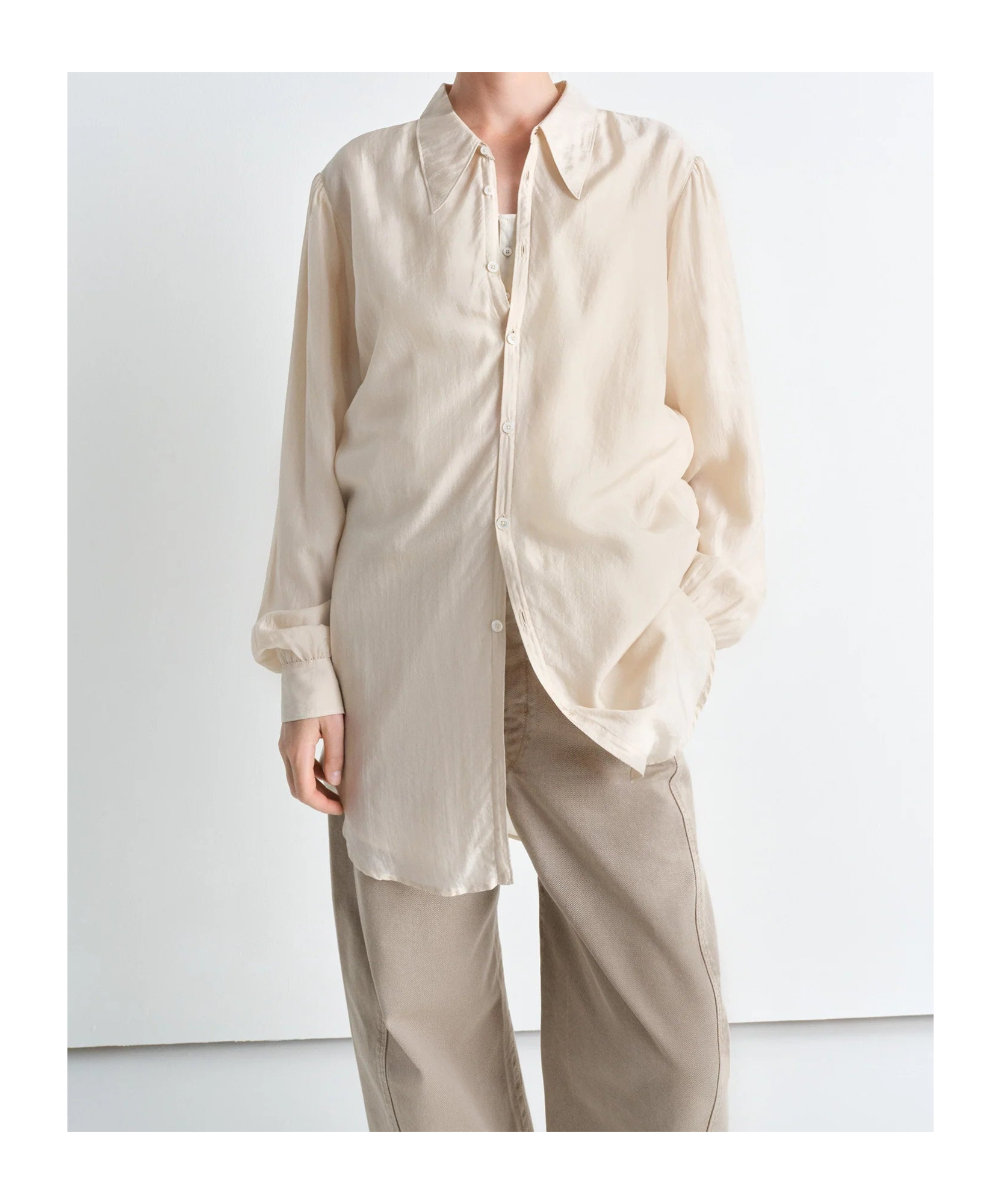 Lemaire Light Pointed Collar Shirt In Powder Blush