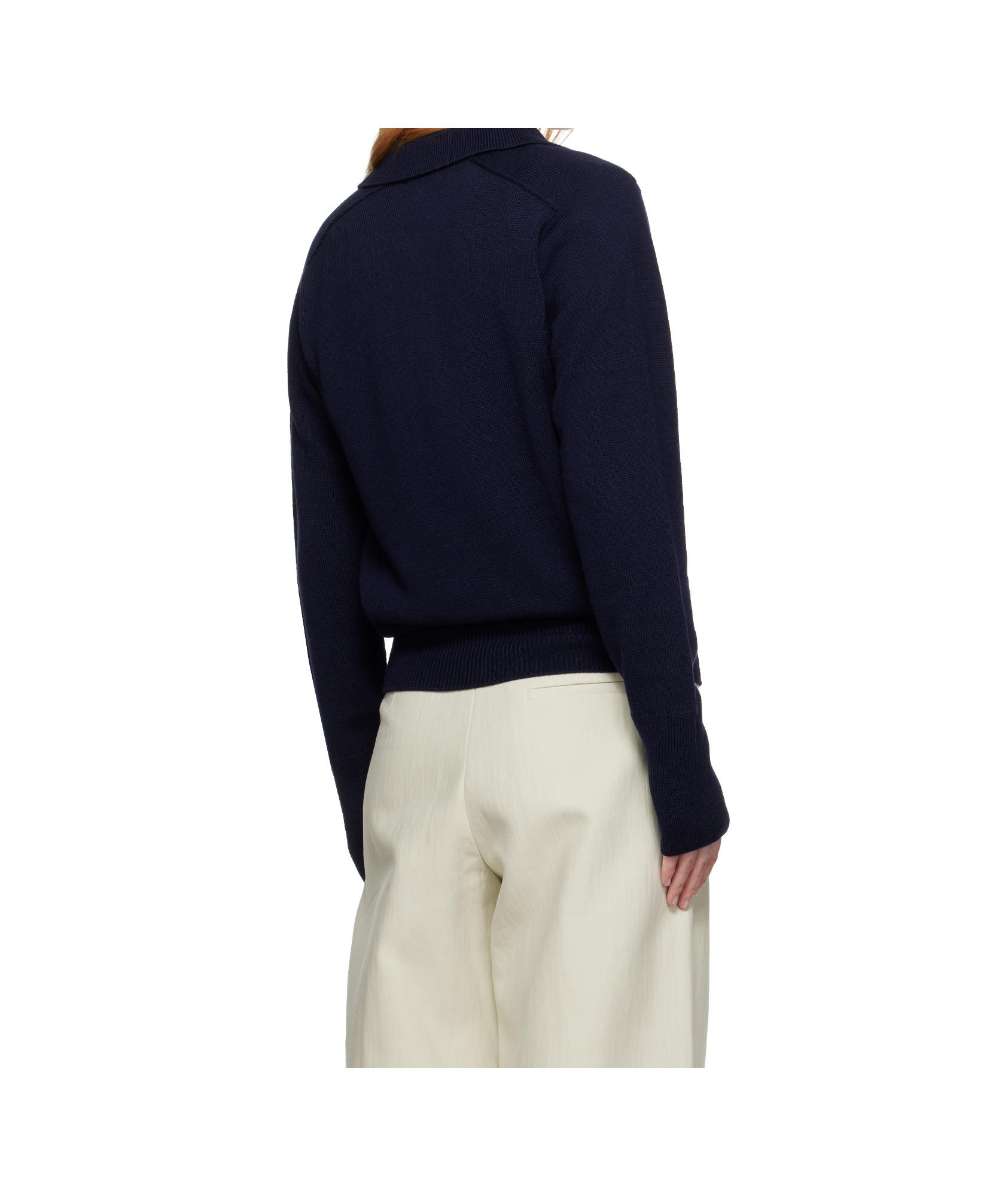 Studio Nicholson Polo-neck Wool Polo Shirt In Blue