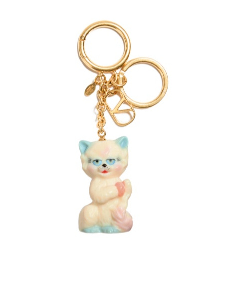 Valentino Le Chat De La Maison Bag Charm With Key Ring In Nude