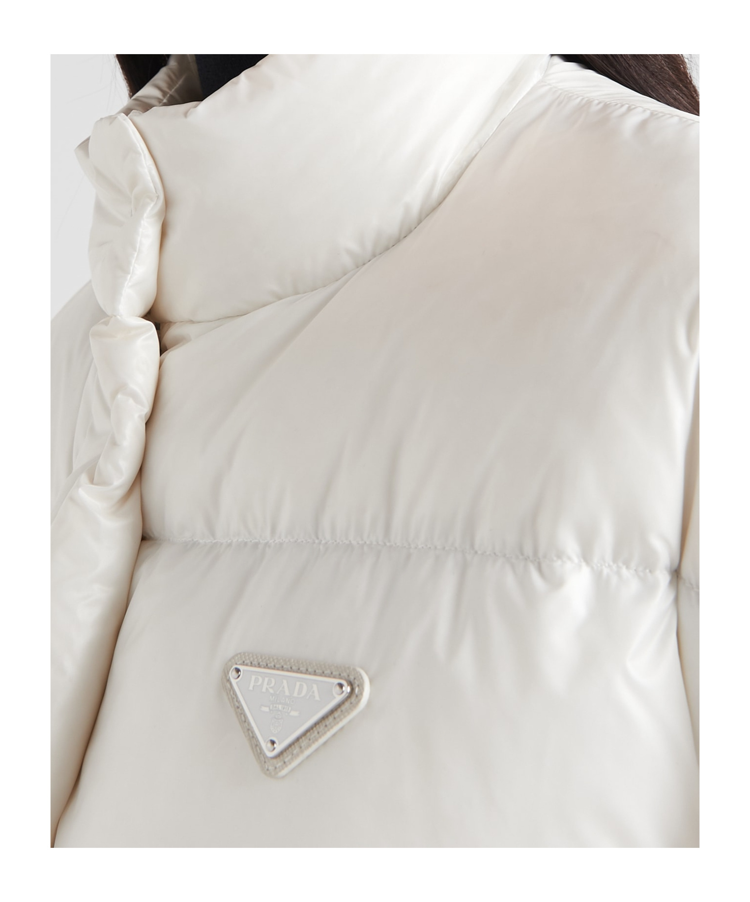 Prada Re-nylon Cropped Convertible Down Jacket In White
