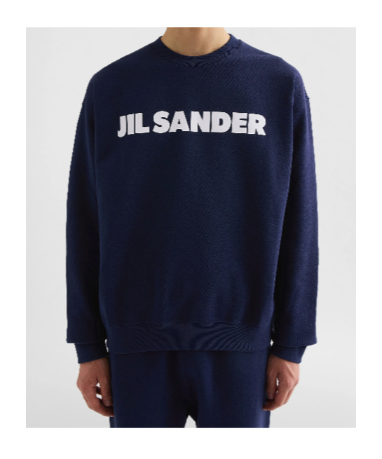 Jil Sander Cotton Logo Sweatshirt In Blue
