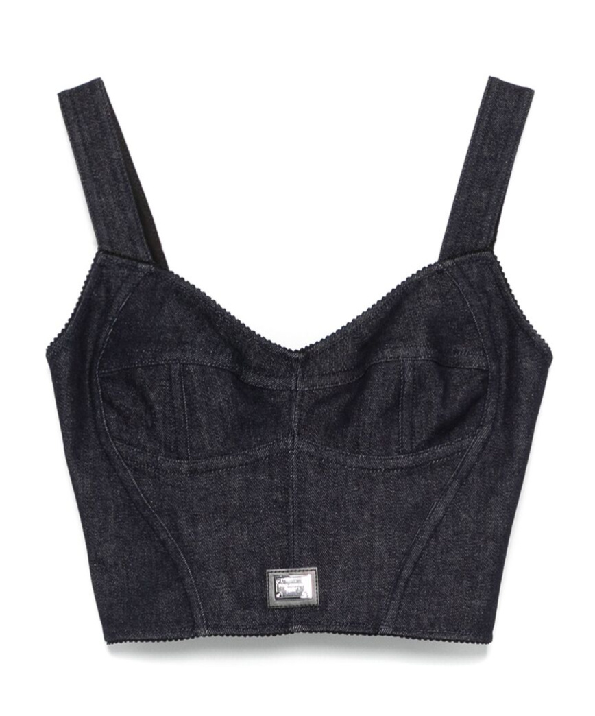 Dolce & Gabbana Cotton Denim Bra Top In Black