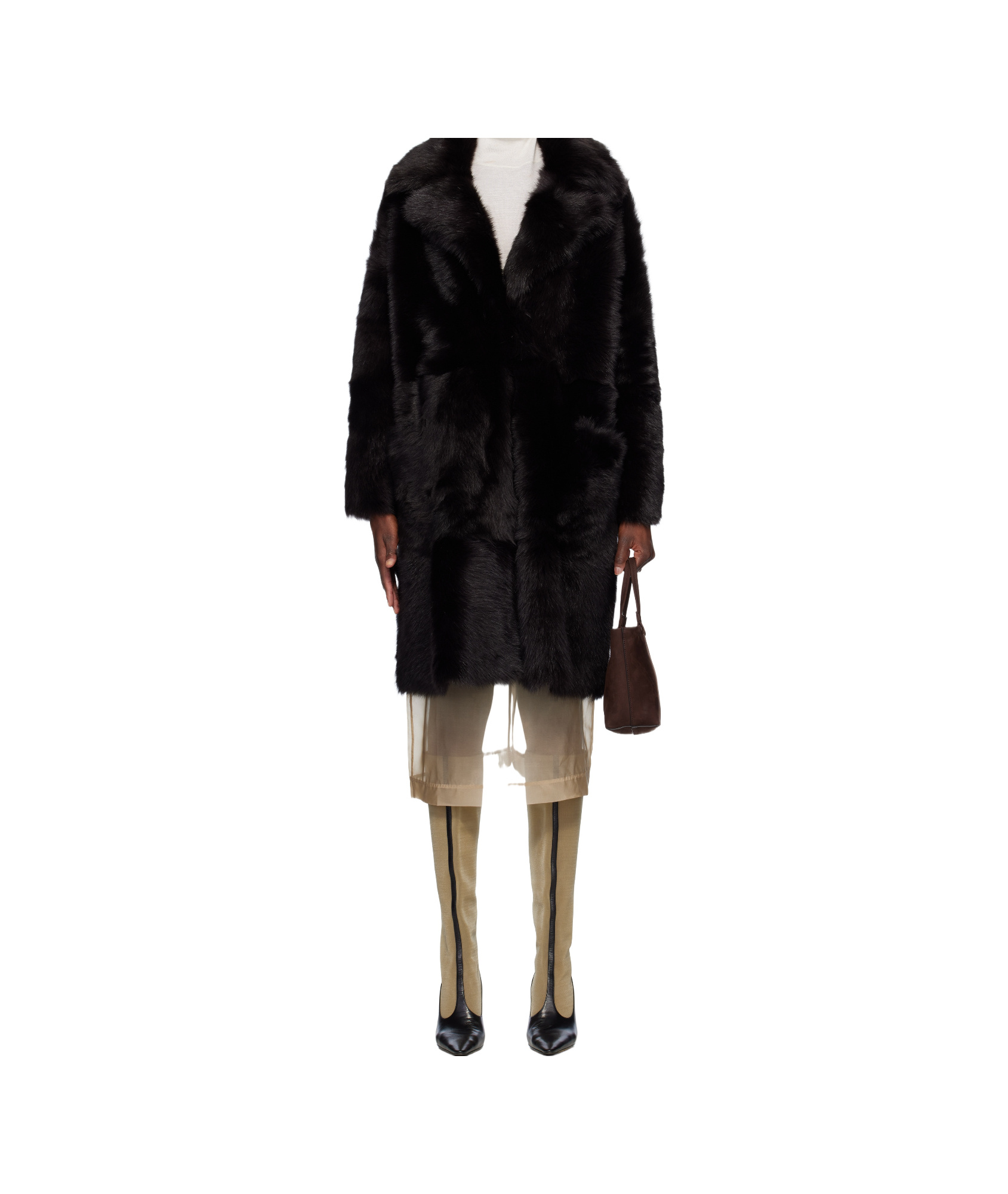Nour Hammour Evita Après-ski Long-sleeved Coat In Black